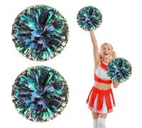 Cheerleading Pom Poms 16 Pcs, with Four Finger Handle Cheerleading Handheld Squad Pompoms for Sports Team Cheer Spirit Games Dance Party Adults (Black)