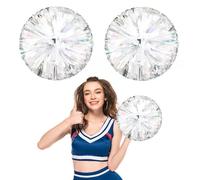 Cheerleading Pom Poms 26 Pcs, with Four Finger Handle Cheerleading Handheld Squad Pompoms for Sports Team Cheer Spirit Games Dance Party Adults (Mixed Silver)