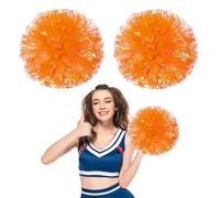 Cheerleading Pom Poms 26 Pcs, with Four Finger Handle Cheerleading Handheld Squad Pompoms for Sports Team Cheer Spirit Games Dance Party Adults (Matte Orange)