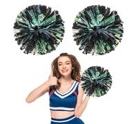 Cheerleading Pom Poms 26 Pcs, with Four Finger Handle Cheerleading Handheld Squad Pompoms for Sports Team Cheer Spirit Games Dance Party Adults (Matte Black)