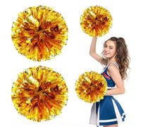 Cheerleading Pom Poms 36 Pcs, with Four Finger Handle Cheerleading Handheld Squad Pompoms for Sports Team Cheer Spirit Games Dance Party Adults (Gold)