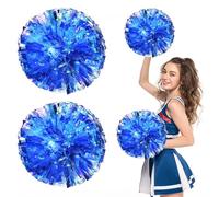 Cheerleading Pom Poms 36 Pcs, with Four Finger Handle Cheerleading Handheld Squad Pompoms for Sports Team Cheer Spirit Games Dance Party Adults (Blue)