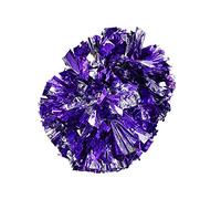 Cheerleading Pom Poms, Super Big Dance Double Head Flower Ball, Plastic Pompoms with Anti - Slip Handle, Cheerleader Aerobics Pom Poms for Dance Party School Sports Competition (purple+silver)
