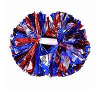 Cheerleading Pom Poms, Super Big Dance Double Head Flower Ball, Plastic Pompoms with Anti - Slip Handle, Cheerleader Aerobics Pom Poms for Dance Party School Sports Competition (blue silver red)