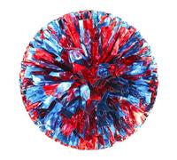 Cheerleading Pom Poms with Metallic Shiny Strands and Durable Baton Handle for Team Spirit Sports Dance Cheering Performance Premium Quality Pompoms Set in Blue and Silver Colors for Cheerleader (O)