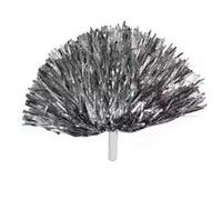 Cheerleading Poms,Cheerleading Pom Poms Plastic Pom Poms with Baton Handle,Golden PET Material Cheerleading Cheerleader Ring Pom Poms,for Sports Party Accessories Dance Ball Cheer Pom (Silvery 1PCS)