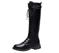 Cheerleading Shoes Boots Wide Calf Plus Size Zipper Winter Fashion Buckle Women Belt Color Long High-Heeled Boots Women's Boots Hiking Boots Women Girls School Shoes Size 4 (Black, 4.5)