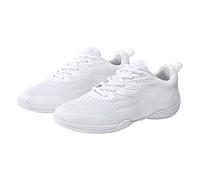 Cheerleading Shoes Men's Training Shoes Summer Mesh Breathable Lightweight Trainers Plain Slip On Soft Sole Cushioning Sports Shoes Gymnastics Jazz Yoga Dance Shoes with Laces, 41-45 EU, White, 11 UK