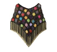 Cheerlife Women's Crochet Knitted Poncho, Multicolour, One Size, Sleeveless, Open Neck, Cape, Autumn, Women, Regular Fit, Solid Pattern, Tassel Embellishment, Women's Sweater Cape