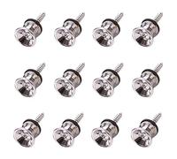 Cheerock 12Pcs Guitar Strap Locks Set, Metal Guitar Strap Buttons Lock, Chrome Guitar Straps Lock for Acoustic, Ukulele, Martin, Banjo, Electric And Bass Guitars