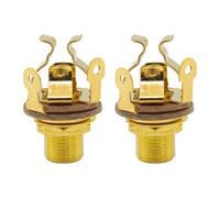 Cheerock 2-Pack 1/4" Mono Guitar Output Jack, Gold Multi-Contact Input for Guitar/Bass, Dual Tension Grounds & Dual Tips for Optimal Signal/Low Noise, Fix Loose Buzz Issues (Brass)