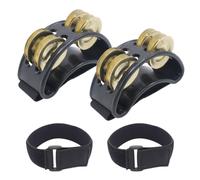 Cheerock 2Pcs Foot Tambourine Set with Adjustable Magic Tape Straps, Foot Shaker Percussion Instrument with Gold Steel Jingle Bells, Fits All Foot Sizes, Ideal for Guitar Drum Playing and Dancing