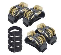Cheerock 4Pcs Foot Tambourine Set with Adjustable Magic Tape Straps, Foot Shaker Percussion Instrument with Gold Steel Jingle Bells, Fits All Foot Sizes, Ideal for Guitar Drum Playing and Dancing
