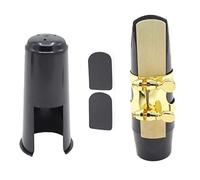 Cheerock Alto Saxophone Mouthpiece, Alto Sax Mouthpiece Set Including Gold Metal Saxophone Ligature & 2pcs Mouthpiece Pads & One Reed, Alto Sax Saxophone Parts