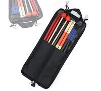 Cheerock Drum Stick Bag Drumstick Storage Bag, Drum Sticks Set Including Nylon Drum Brush+Bamboo Rods Drum Brushes + 5A Nylon Drum Sticks + Wood Red Mallet