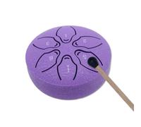 Cheerock Steel Tongue Drum, 3 Inch 6 Note Chakra Rain Drum for Meditation, Yoga, Zen, Mini Hand Drum with Travel Bag, Rubber Mallets, Music Book, Garden Decor Gift for Beginner Adult - Purple