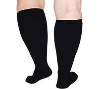 Cheeroyal 1 Pack Plus Size Compression Socks for Women and Men, 20-30mmhg Extra Large Wide Calf Knee High Stockings for Circulation Support (3XL, black)