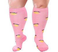 Cheeroyal 1 Pair Plus Size Compression Socks for Women and Men, 20-30mmhg Extra Large Wide Calf Knee High Stockings for Circulation Support