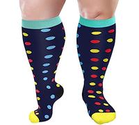Cheeroyal 1 Pair Plus Size Compression Socks for Women and Men, 20-30mmhg Extra Large Wide Calf Knee High Stockings for Circulation Support