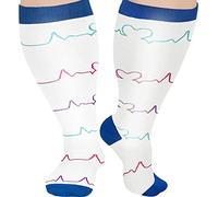 Cheeroyal 1 Pair Plus Size Compression Socks for Women and Men, 20-30mmhg Extra Large Wide Calf Knee High Stockings for Circulation Support