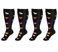 Cheeroyal 2 Pair Plus Size Compression Socks for Women Men Flight Socks Knee High Support Compression Socks Wide Calf Medical Compression Stocking Plus Size Running Socks (5XL, WQH144-2)