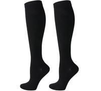 Cheeroyal 2 Pairs Compression Socks for Women Men Circulation-Best Support for Nurses,Running,Athletic,Travel (UK, Alpha, S, L, Regular, Regular, L-XL, Black)