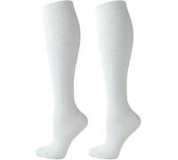 Cheeroyal 2 Pairs Compression Socks for Women Men Circulation-Best Support for Nurses,Running,Athletic,Travel (UK, Alpha, S, L, Regular, Regular, S-M, White)