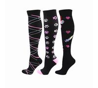 Cheeroyal 3-Pairs Compression Socks 20-30mmHg for Men/Women Recovery Nurse Running Maternity Pregnancy Flight Travel Medical Health Sport (S, 4)
