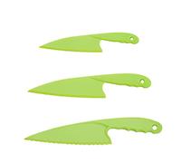 Cheeroyal 3Pcs Plastic Kitchen Knife Set, Safe Colorful Nylon Kitchen Knives for Kids, for Lettuce Salads, Cakes or Fruit (Green)
