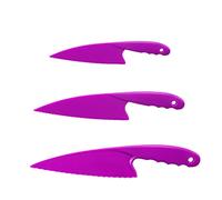 Cheeroyal 3Pcs Plastic Kitchen Knife Set, Safe Colorful Nylon Kitchen Knives for Kids, for Lettuce Salads, Cakes or Fruit (Purple)