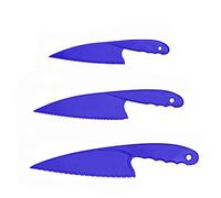 Cheeroyal 3Pcs Plastic Kitchen Knife Set, Safe Colorful Nylon Kitchen Knives for Kids, for Lettuce Salads, Cakes or Fruit (Blue)