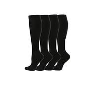 Cheeroyal 4-Pairs Compression Socks Knee-length Sock 20-30mmHg Black Socks for Men Women Recovery Running Travel Nursing Health Sports (as8, alpha, l, x_l, regular, regular, black, L-XL)
