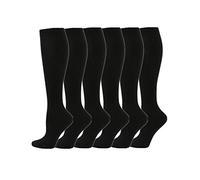 Cheeroyal 6-Pairs Compression Socks 20-30mmHg for Men/Women Recovery Nurse Running Maternity Pregnancy Flight Travel Medical Health Sport (L, 3)