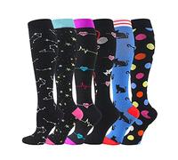 Cheeroyal 6-Pairs Compression Socks 20-30mmHg for Men Women Recovery Nurse Running Maternity Pregnancy Flight Travel Medical Sport (S-M, Set 3)