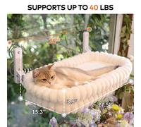 CheerPals Cat Window Bed, Soft Removable Reversible Cover Hammock, Foldable Cat Bed with Sturdy Steel Frame and Suction Cups, Holds up to 18