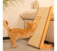 CheerPals Dual-Use Sisal Cat Scratcher - Large 63cm H, Solid Beech Wood & Sisal Pad Cat Scratching Post, L-Shaped Pet Furniture for All Cats Playing, Relaxing