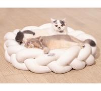 CheerPals Large Cat Bed 60cm, Washable Braided Short-pile Pet Bed, Dog Bed with Highly Elastic Sleeping Cushion for All Cats and Small Dogs