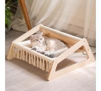 CheerPals Raised Cat Bed, Cat Sofa with Birch and Cotton Fabric, 53 x 48 cm Chair for Sleeping for All Cats, Cats Furniture Suitable for Use in All Season