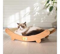 CheerPals Sisal Cat Scratcher Bed - 160° Curved Design, Solid Beech Wood & Sisal Pad Cat Scratching Board, Extra-Large 60x35x15cm Pet Furniture for All Cats