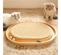 CheerPals Sisal Scratching Board - 2-IN-1 Cat Toy, Solid Pine Wood & Natural Sisal Pad & Catnip Balls - 43x33x3cm Scratching Mat for All Cats to Play and Relax