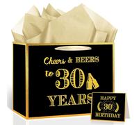 Cheers and Beers to 30 Years Gift Bag Happy 30th Birthday Party Favors Gift Bag with Card and Wrapping Paper Beer 30 Year Old Gift Wrapping Bags for Men 30th Birthday Anniversary Party Supplies