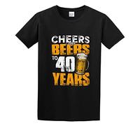 Cheers and Beers to 40 Years 40Th Birthday Beer Lover Funny Men T-Shirt Black Unisex Tops Casual Tee S