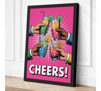 Cheers Celebration Pop Art Canvas Wall Art Print 18x12 Inch (46 x 30 cm)
