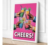 Cheers Celebration Pop Art Canvas Wall Art Print 18x12 Inch (46 x 30 cm)
