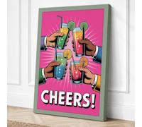 Cheers Celebration Pop Art Canvas Wall Art Print 24x16 Inch (61 x 41 cm)