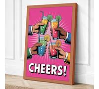 Cheers Celebration Pop Art Canvas Wall Art Print 24x16 Inch (61 x 41 cm)