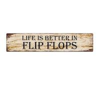 Cheers Decorative Metal Tin Signs Life is Better in Flip Flops Vintage Beer Wall Decoration Art Crafts Plaque for Bar Home Decor 4x16 Inch
