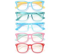 CHEERS DEVICES Kids Blue Light Glasses: Zero Power, UV400 Protection, Anti Eyestrain & Glare, Headache Prevention, Computer, TV, Mobile Use (Red-White (Age