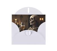 Cheers from the Skeleton World White Patterns greeting card 6x4 inches with envelope, covering birthdays, weddings and other occasions