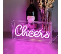Cheers Neon Light,3D Countertop Standable LED Cheers Pink Neon Sign Decorative Letter Light Sign for Wedding Birthday Graduation Sports Party,Lighting Accessories for Bar Cart, 30x15x4.6CM